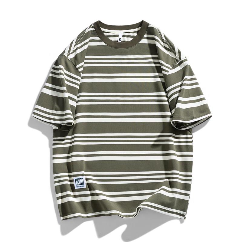 JIAOXIU Men s Classic Striped Round Neck T-Shirt M