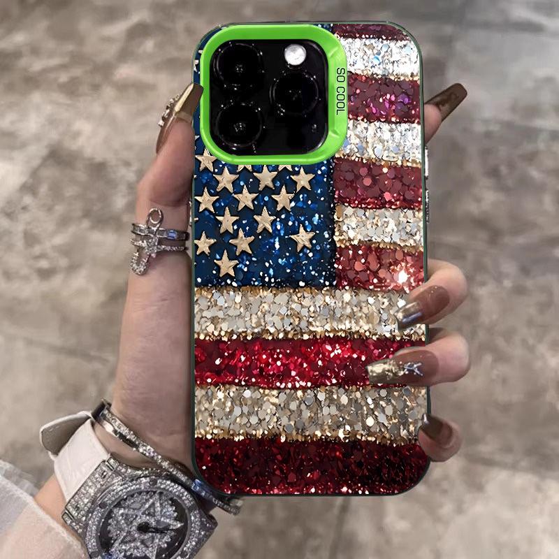 American Flag Pattern Design IMD Phone Case For iPhone 17 16 Pro Max 15 Plus 14 13 12 11 17Air 16E XS X XR Shockproof Hard Cover