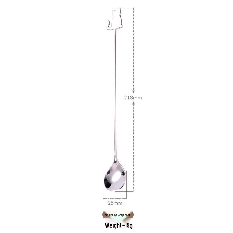 

ZISIZ Cartoon Cat Long Handle Stainless Steel Spoon