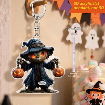 Yousheng Car Mirror Hanging Accessories Spooky Pumpkin Man 2D Acrylic Rear View Mirror Pendant Flat Auto Interior Halloween Decoration for Car