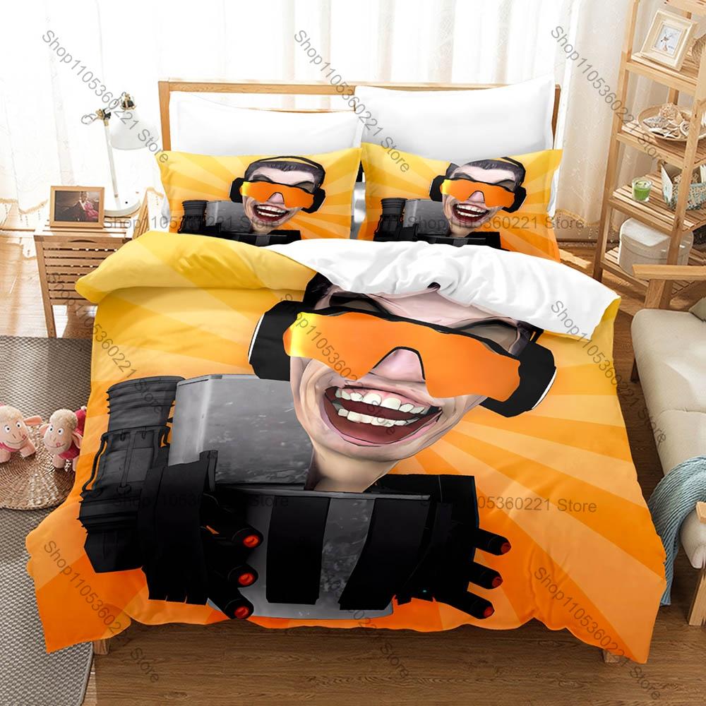 Juego de Ropa de Cama Estampado de Skibidi Toilet, Funda Nórdica más 2 Fundas de Almohada, Estilo de Tendencia Divertido Textiles Suaves de Microfibra para Dormitorio
