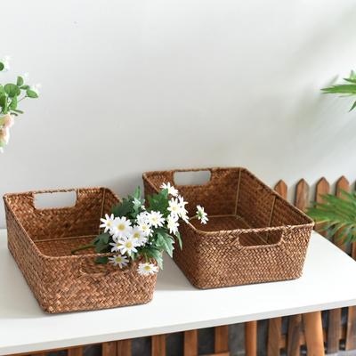 Storage Basket Decoration Hand-woven Rattan Desktop Storage Basket Woven Basket Bamboo Basket Sundries Living Room Balcony Kitchen
