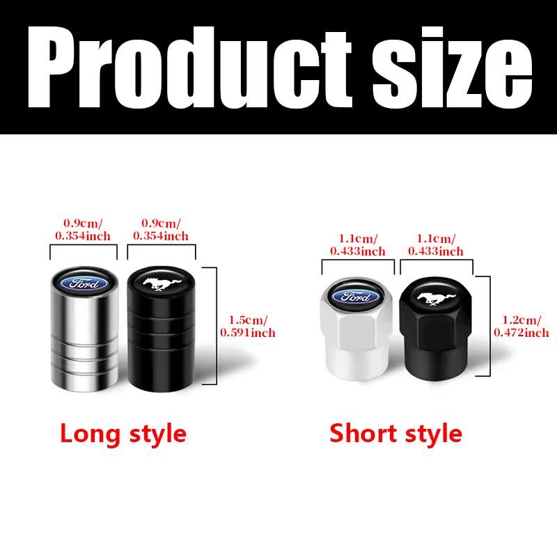 DRZG2 4Pcs Metal Car Tire Wheel Valve Stem Caps Cover For Ford Focus Mustang Ranger Fiesta Kuga Mondeo Fusion Auto Tuning Accessories