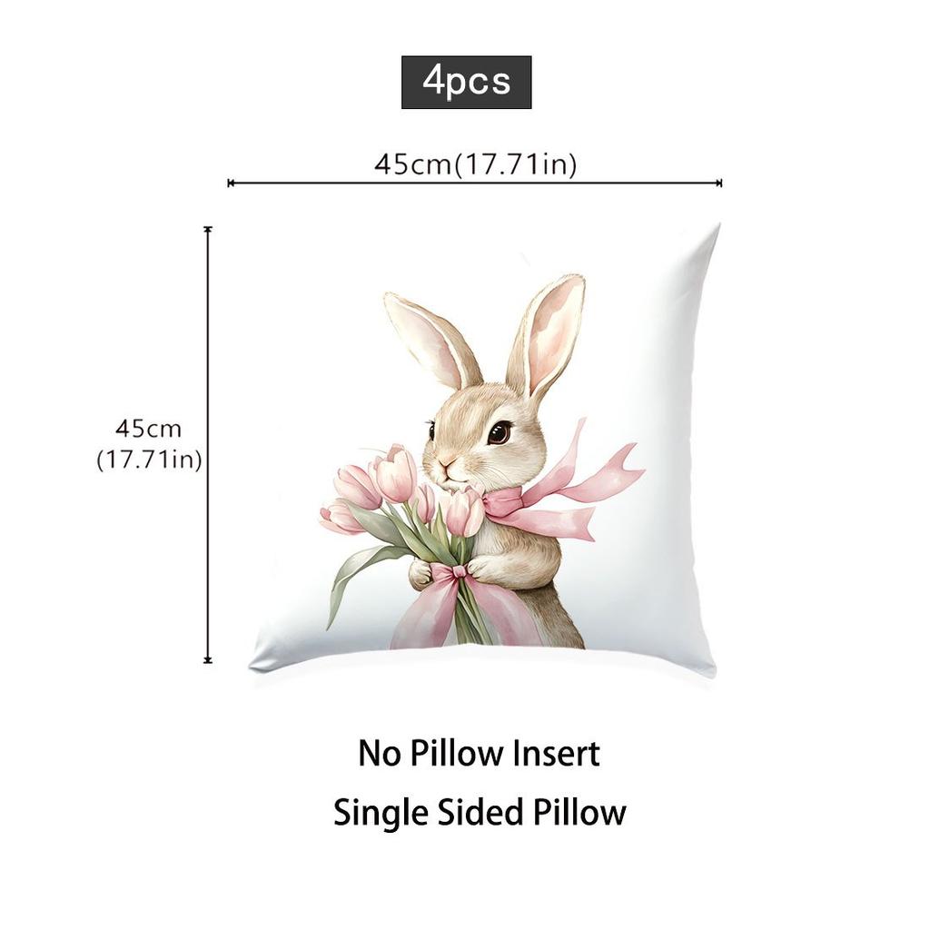Vikama 4-Piece Easter Bunny Cushion Cover Set Double-Sided Printed Cushion Covers Sofa, Bench & Patio Cushion Covers Home Decor