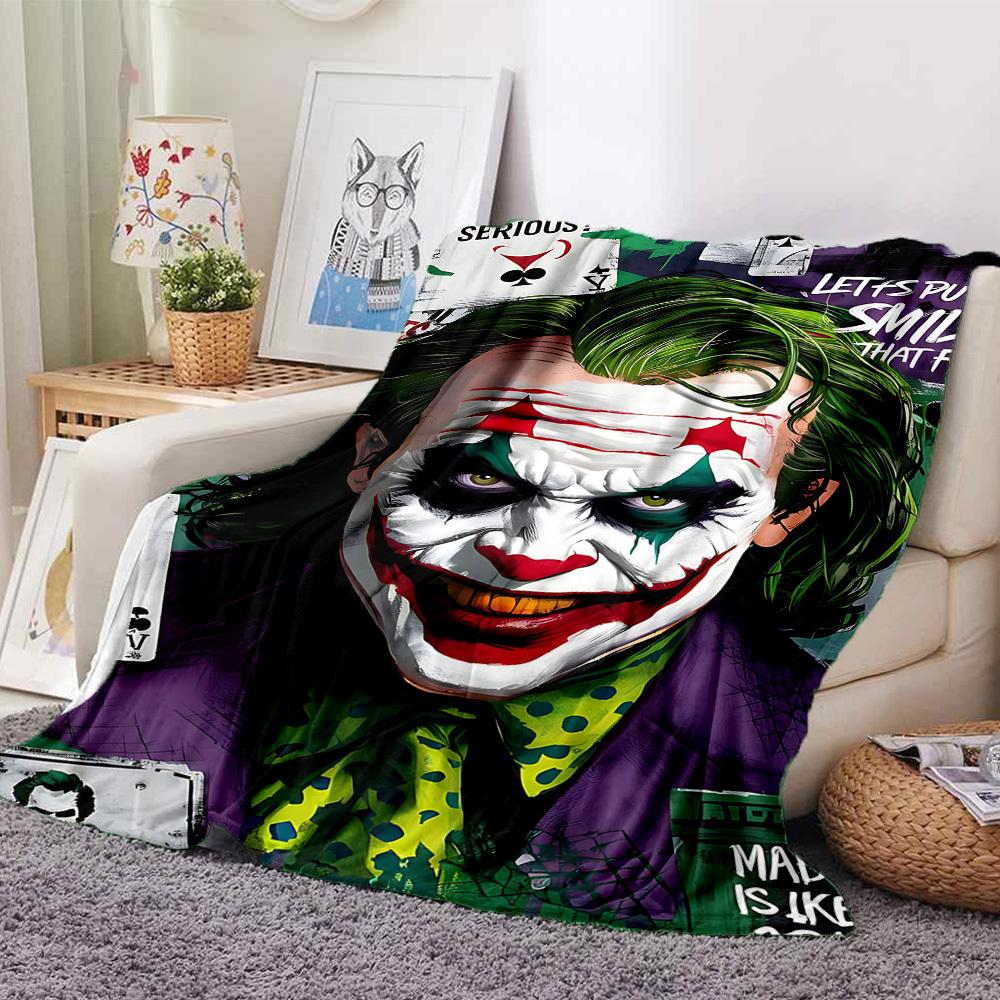 1pc Joker Clown Flannel Throw Blanket Lightweight Soft Warm All Season Blanket for Sofa, Bed, Travel, Camping L1024169