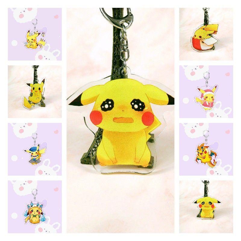Pikachu Anime Keychain Laser Printed High-definition Acrylic For Decoration Gifts