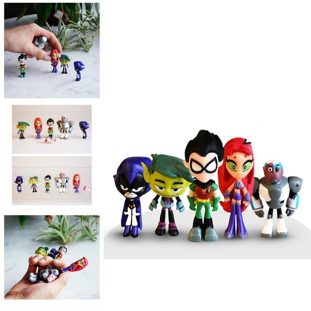 Colorful Teen Titans Go Miniature Set With Robin Raven Beast Boy Starfire Characters