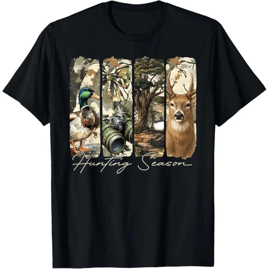 Unisexs Hunting Camo T Shirt With Deer And Duck Print Outdoor Shir Vintage Streetwear Breathable Designer Clothes Homme