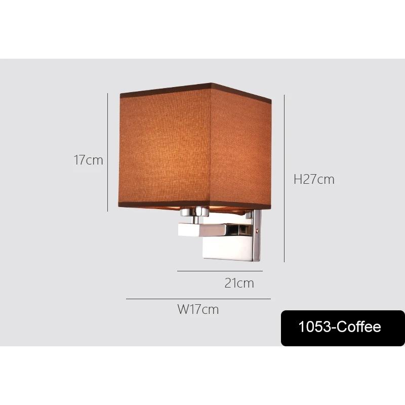 Bedroom Wall Lamp with Fabric Lampshade Modern Reading Light Metal 6W LED Wall Light for Living Room Bedside Home Decor