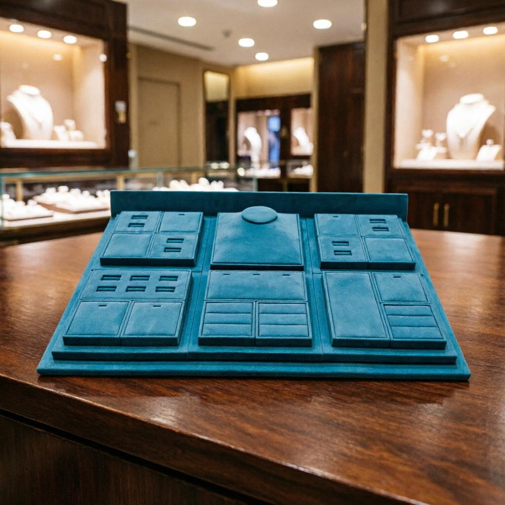 Velvet Bags Packaging Luxury Store Jewelry Stackable Display Necklace Ring Tray Custom Logo Jewelry Organizer Tray