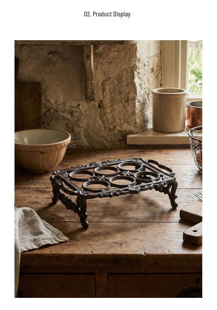 Retro Cast Iron Egg Holder: 6 or 8 Grid Egg Tray for Kitchen, Bar, or Restaurant Display