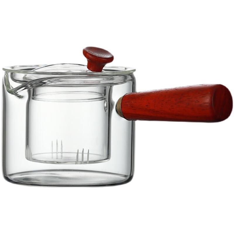 High Borosilicate Glass Teapot with Wooden Side Handle