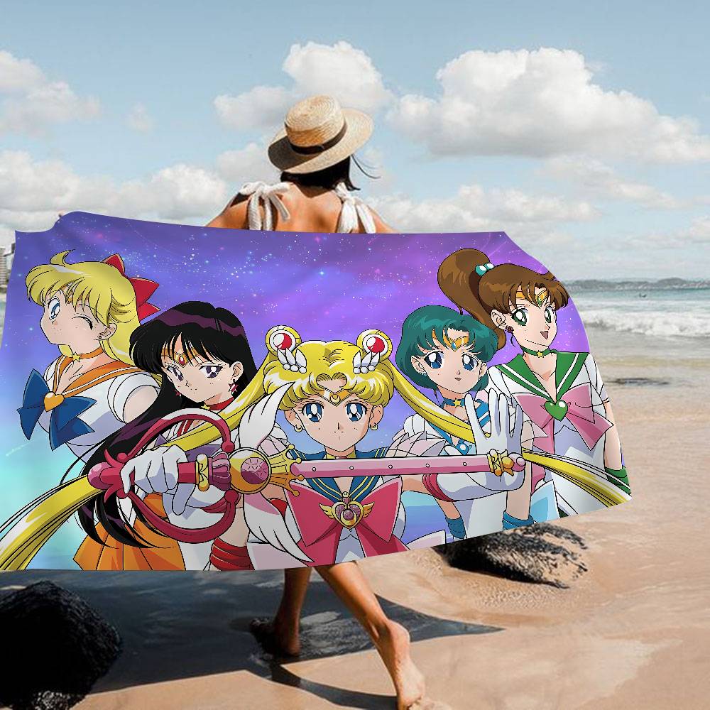 M-Moons Anime S-Sailors Microfiber Blanket Quick Drying Beach Towels Oversized Printing Super Absorbent Pool Towel Blanket