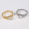 Coin Pattern Diamond Open Ring - Adjustable Light Luxury Couple Style Jewelry