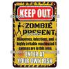 Zombie Dog Metal Sign Vintage Warning Plaque Wall Decor Man Cave Gift