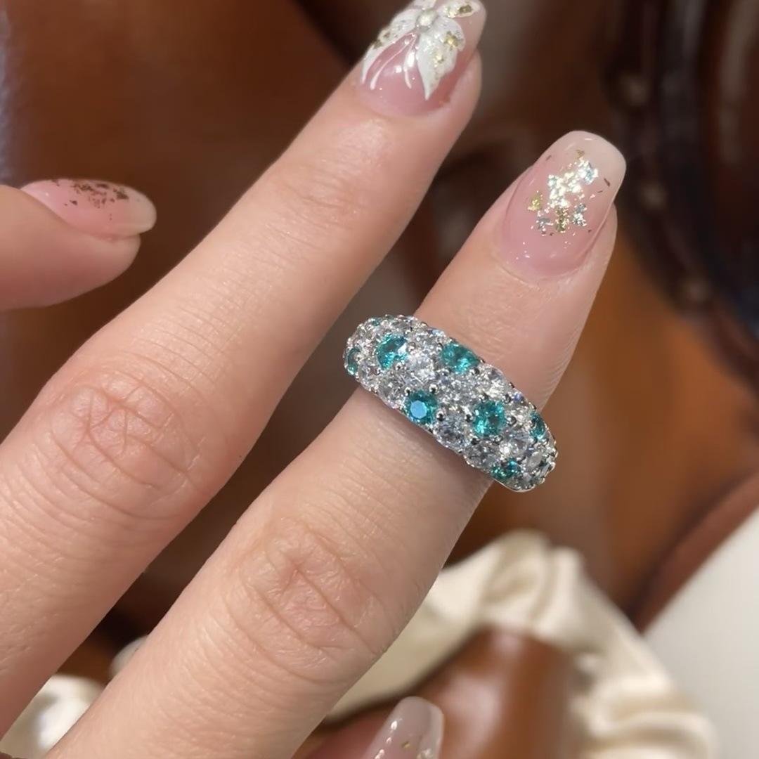 

2026 Mint Blue Ring Women s Mint Mambo Gypsy Light Luxury Niche Premium Sense Old Money Wind Ring New no. 6