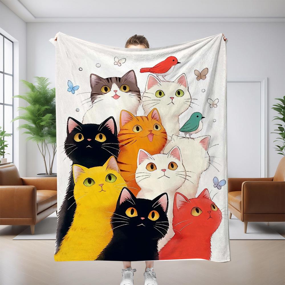 Pătură canapea pisică personalizată: Flanel gros cu imprimeu digital