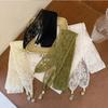 Women Hair Ribbon French Pendant Lace Braided Green Color Simple Hair Band Chic Headwear Hollowed-out Exquisite Flowers Hair Tie