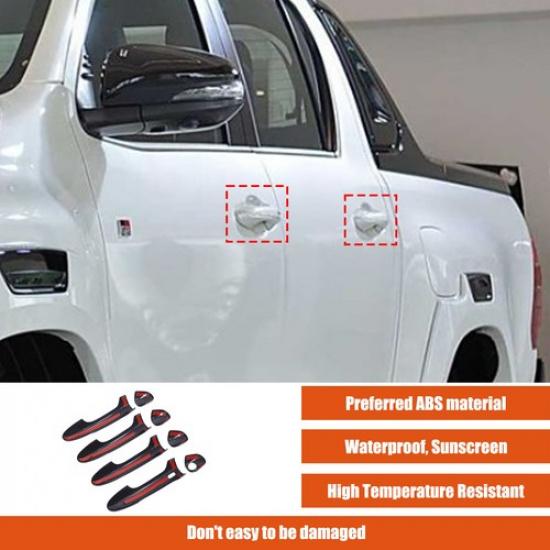 

Black Exterior Door Handle Decor Cover Trim For Toyota Hilux 2015-2024