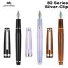 JINHAO 82 Fountain Pen Gold Trim Acrylic Barrel Silver Clip for Writing Calligraphy Signature School Office Supplies Stationery