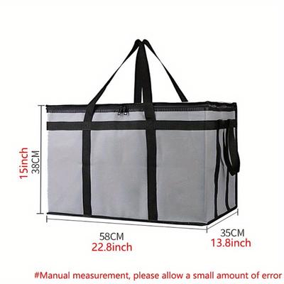 1 Set (Bag & Bottom), XXXL Large Capacity Reusable Warming Bag with Removable Hard Bottom, 3 Layers Insulated Pizza Delivery Bag
