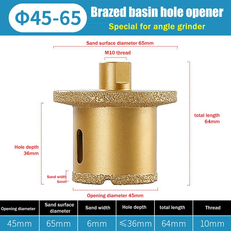 M10 Brazed Diamond Washbasin Core Drill Bit Hole Opener Table Basin Tool For Granite Marble Tile Drilling Cutter