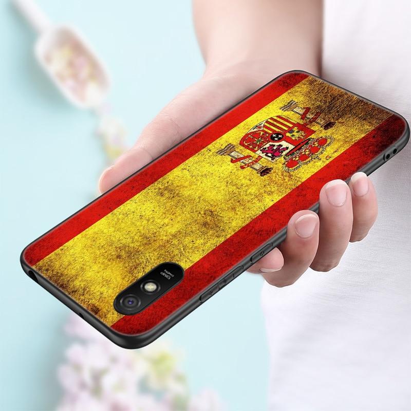 Hiszpania herb flaga silikonowy futerał na telefon dla Xiaomi Redmi Note 11 10 9 8 Pro 11T 10T 10S 9S 8T 9 9A 9C 9T czarna okładka Coque