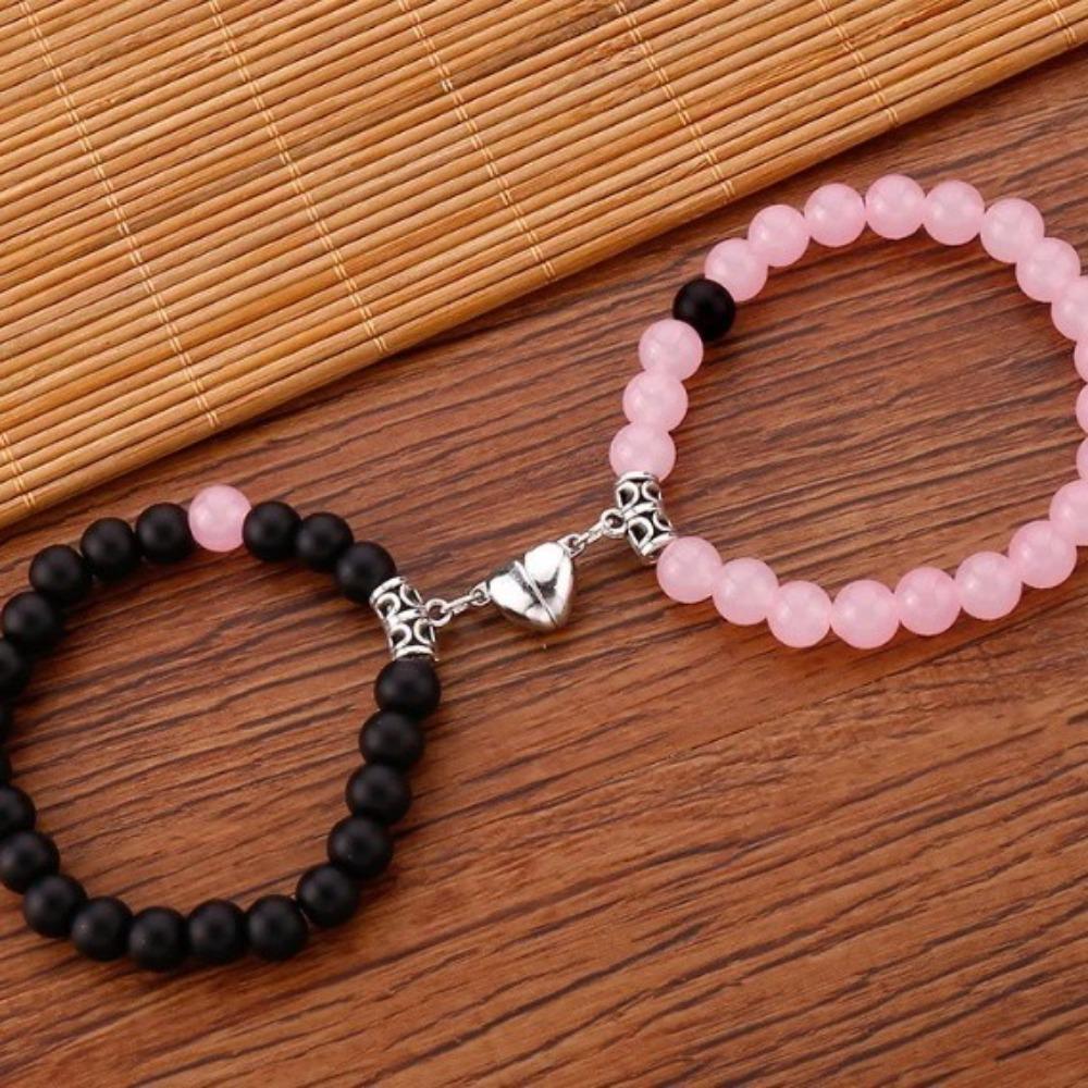 Heart-to-heart Attraction Couple Bracelet Female, Niche Design Sense Magnet Trend Bracelet Set Jewelry Trend