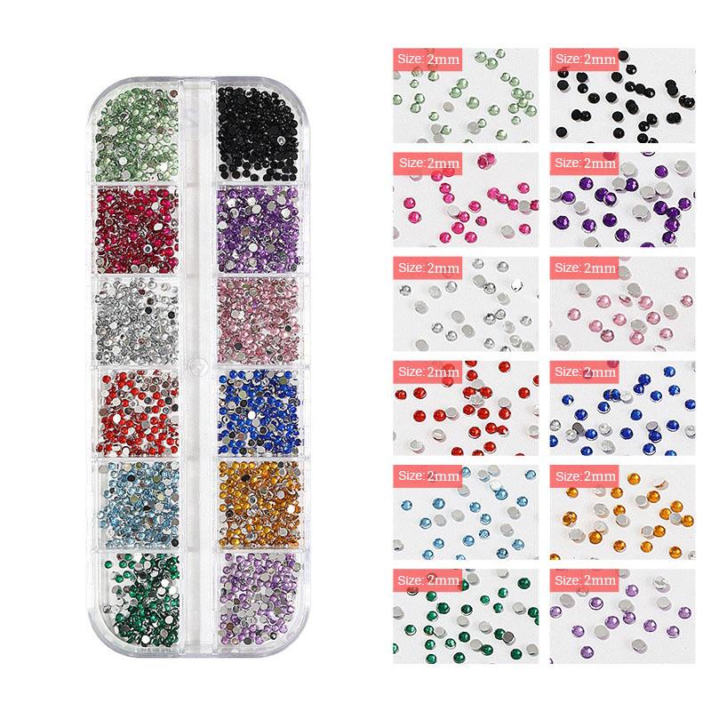 12 Grid Shimmering Crystal Nail Art Rhinestones - Flatback Gemstones for Decoration-Adorns Nails Shoes Makeup Bags SZZS05