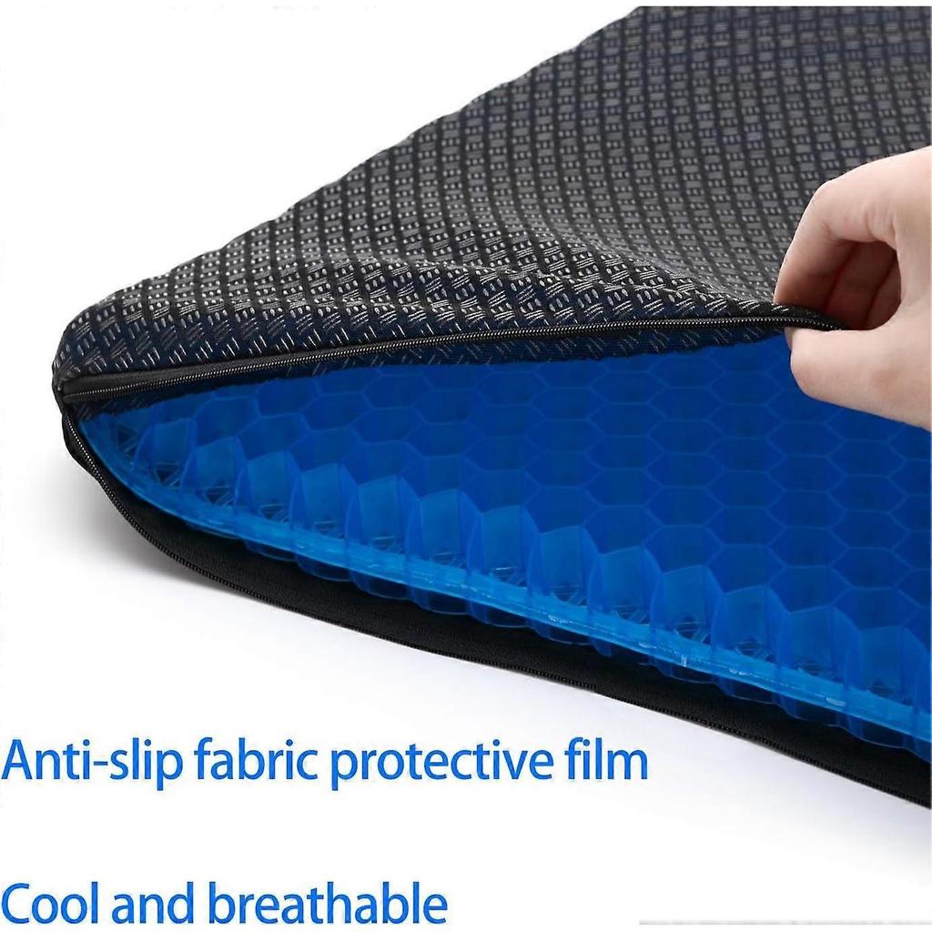 1pc NewLarge Gel Seat Cushion, Honeycomb Design Double Thick Gel Cushion with Relieving Back coccyx Pain Pressure(large)