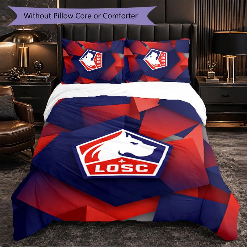 LOSC Lille FC Themed Bedding 3Pcs Duvet Cover Set Decorative Bed Linen For Teen Room Home Decoration