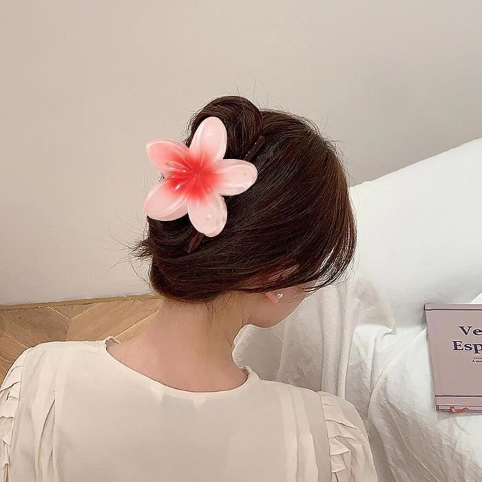Pince à cheveux - Plumeria hawaïenne - 2pcs - 8 cm - Antidérapante - Couleurs vives