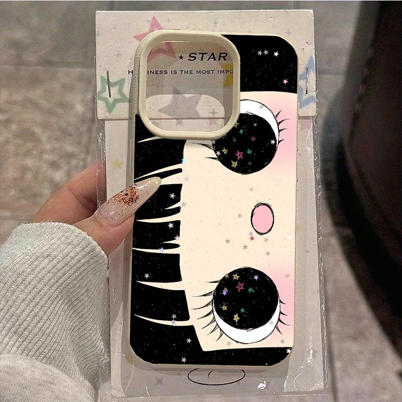 Cartoon Anime Shinning Eyes Cute Phone Case for IPhone 17 16 15 14 13 Pro Max Y2k Girl Glittering Big Eyes Back Phone Cover Capa