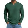 Men's Solid Color V-Neck Long-Sleeved Top Men's Sports Plus Size Casual V-Neck Top