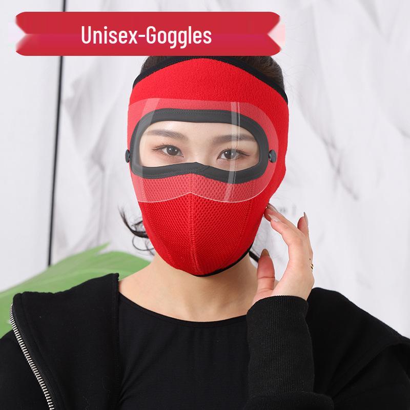 Winter Cycling Windproof Face Mask with Goggles - Breathable Fleece for Men & Women