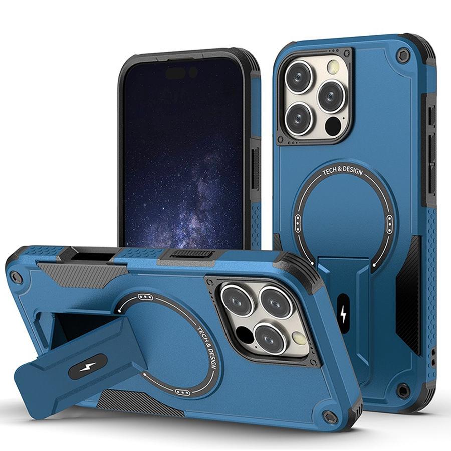 

Прочный защитный чехол-кронштейн для iPhone 16 Pro Max 15 14 13 12 11 для Magsafe Strong Magnetic Wireless Charger Phone Bumper Cover iPhone 12 Pro Max синий