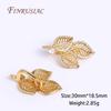 18K Gold Plated Inlaid Zircon Hollow Leaf Pearl Clasps Supplies For Jewelry Making DIY Craft, Beads Clasps Fastener Accessories