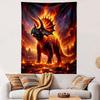 "Fiery Triceratops In a Lava Landscape" Patterned Tapestry Home Decor, Suitable for Bedroom and Living Room, Gift