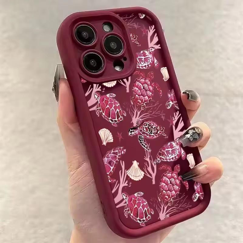 Cute Fashion Turtle Colorful Painting Design Phone Case For iPhone 15 16 Pro Max 14 11 12 13 Pro 7 8 Plus X XR XSMax Soft Cover