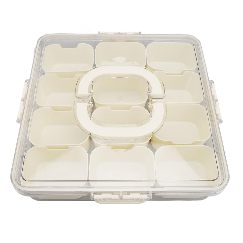 Divided Serving Tray with Lid Handle 12 Compartment Snackle Box Charcuterie Container for Portable Snack Platters Clear