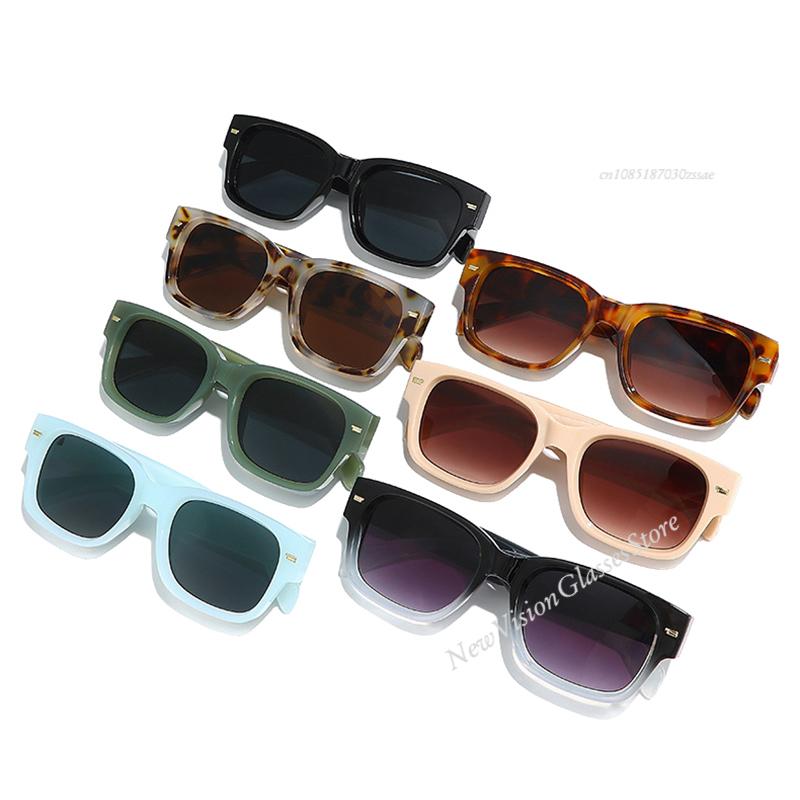 Vintage Square Jelly Color Rivets Men Sunglasses Fashion Gradient Shades Uv400 Women Luxury Sun Glasses