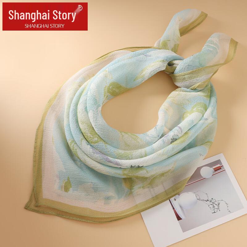 Shanghai Story Women's Printed Silk Square Scarf