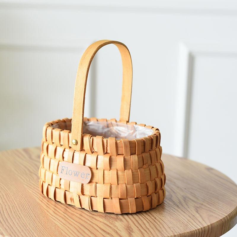 Basket Rattan Portable Flower Arrangement Happy Shop Gift Gift Woven Bamboo Flower Basket Flower Pot Flower Arrangement Small Flower Basket