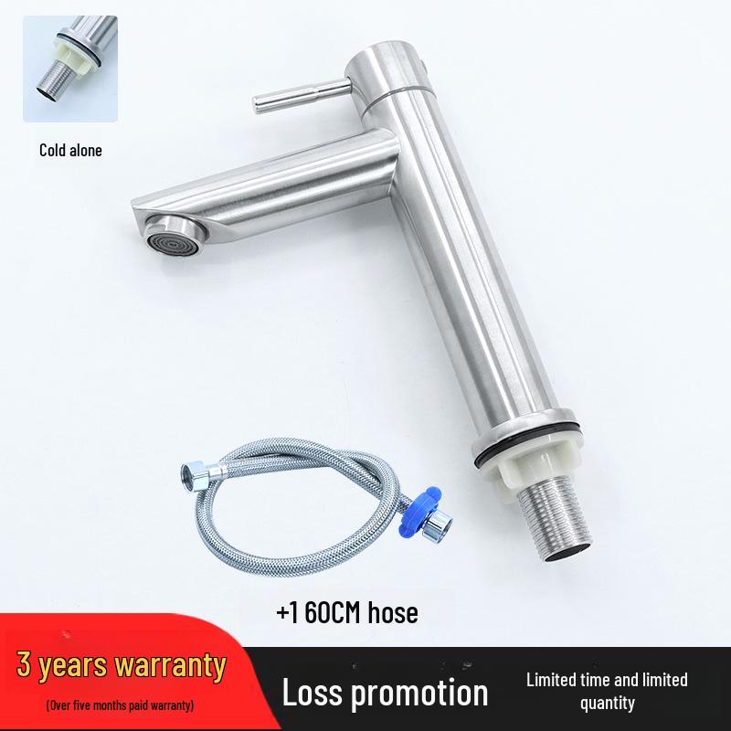 304 Stainless Steel Tall Single Cold Bathroom Faucet