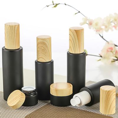 Cam Şişe Boş Kozmetik Ambalaj Kabı Depolama Şişeleri Taşınabilir Seyahat Sprey Şişesi Ahşap Kapaklı Kap Düzenleyici