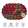 4PCS Christmas Placemats Non Slip Heat Resistant Circular Waves Design Winter Christmas Dining Wedding Party Table Decoration