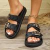 Fashion Thick-soled Metal Buckle Designer Slippers Women's Home Soft-soled EVA Sandals Women's Summer Non-slip Beach Flip-flops