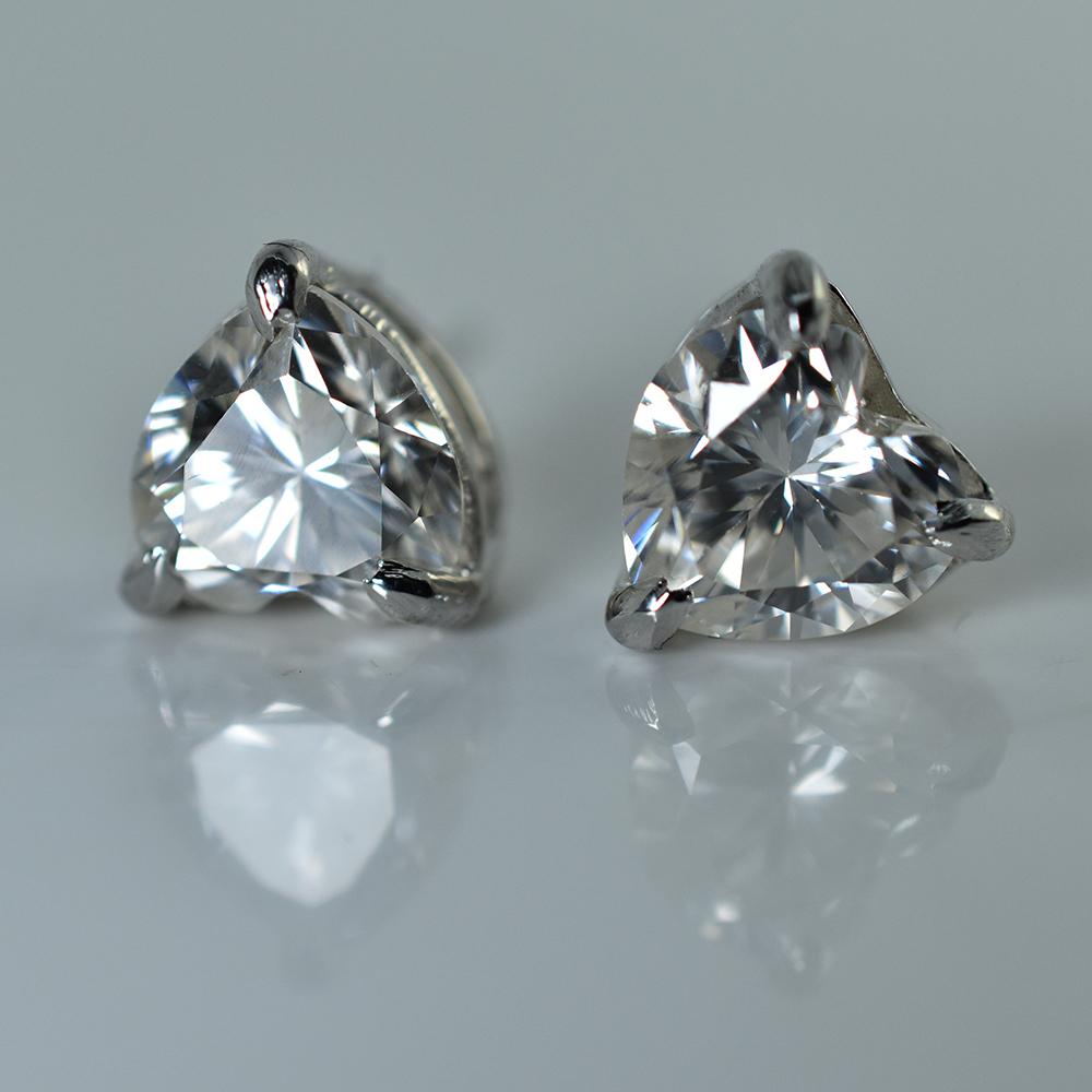 CERTIFIED 925 Starling Silver 14.7 Ct Synthetic Moissanite Heart Earring Pair MY.ER-20-NS