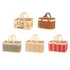 Picnic Basket Handwoven Basket Portable Multipurpose Fruit Vegetable Basket Hamper Basket for Cake Camping Fruit Lunch Bread