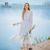 Xiangying Women's Floral V-neck A-line Dress